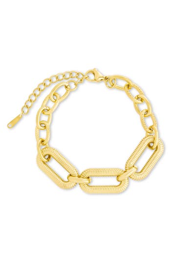 Sterling Forever Zadie Textured Chain Bracelet In Gold