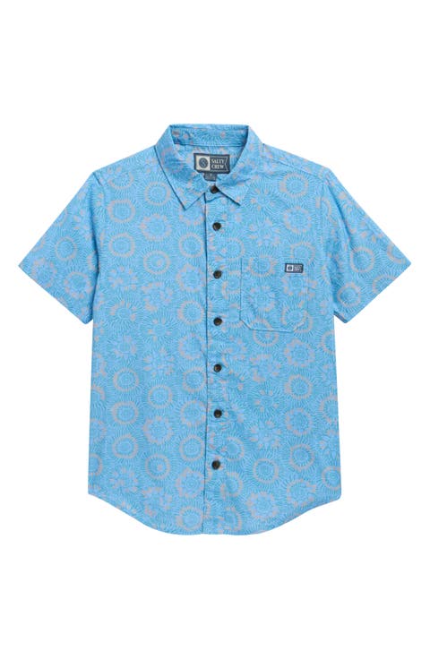 Kids' Short Sleeve Cotton Blend Button-Up Shirt (Big Kid)
