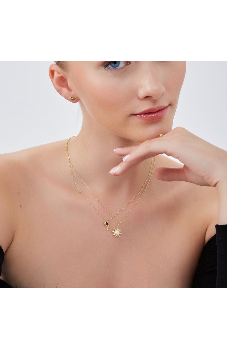 Spero London White Opal Sun 
Sunburst Necklace in Sterling Silver, Alternate, color, Gold