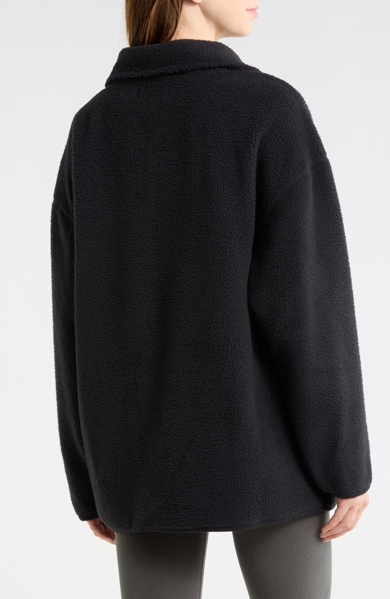 Free People Coco Faux Shearling Pullover Sweatshirt, Alternate, color, Black