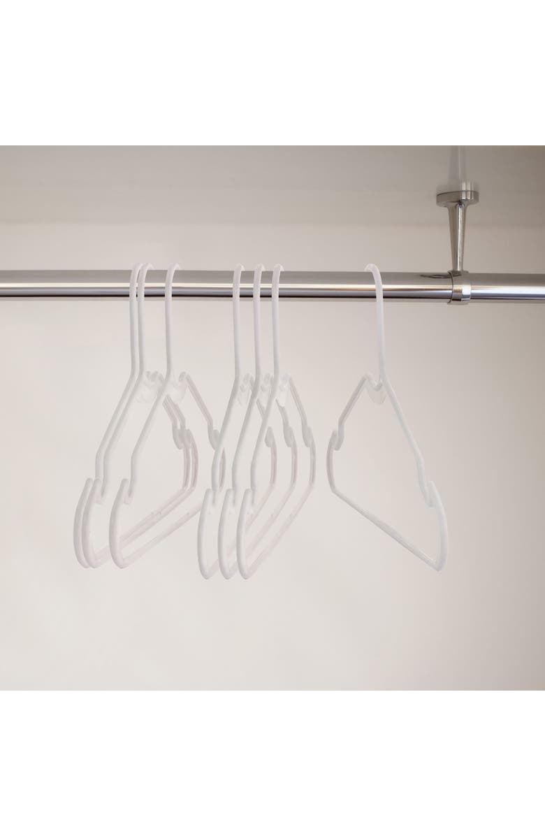 Elama Home 50 Piece Plastic Hanger Set with Notched Shoulders, Alternate, color, White