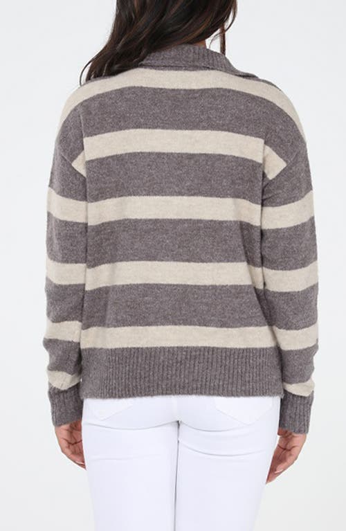 Rain And Rose Stripe Knit Polo Sweater In Multi