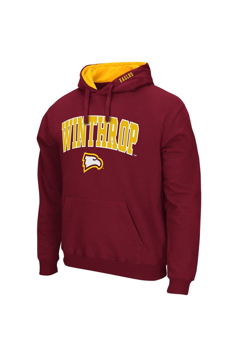 Men's Colosseum Red Winthrop Eagles Arch and Logo Pullover Hoodie, Alternate, color, Red