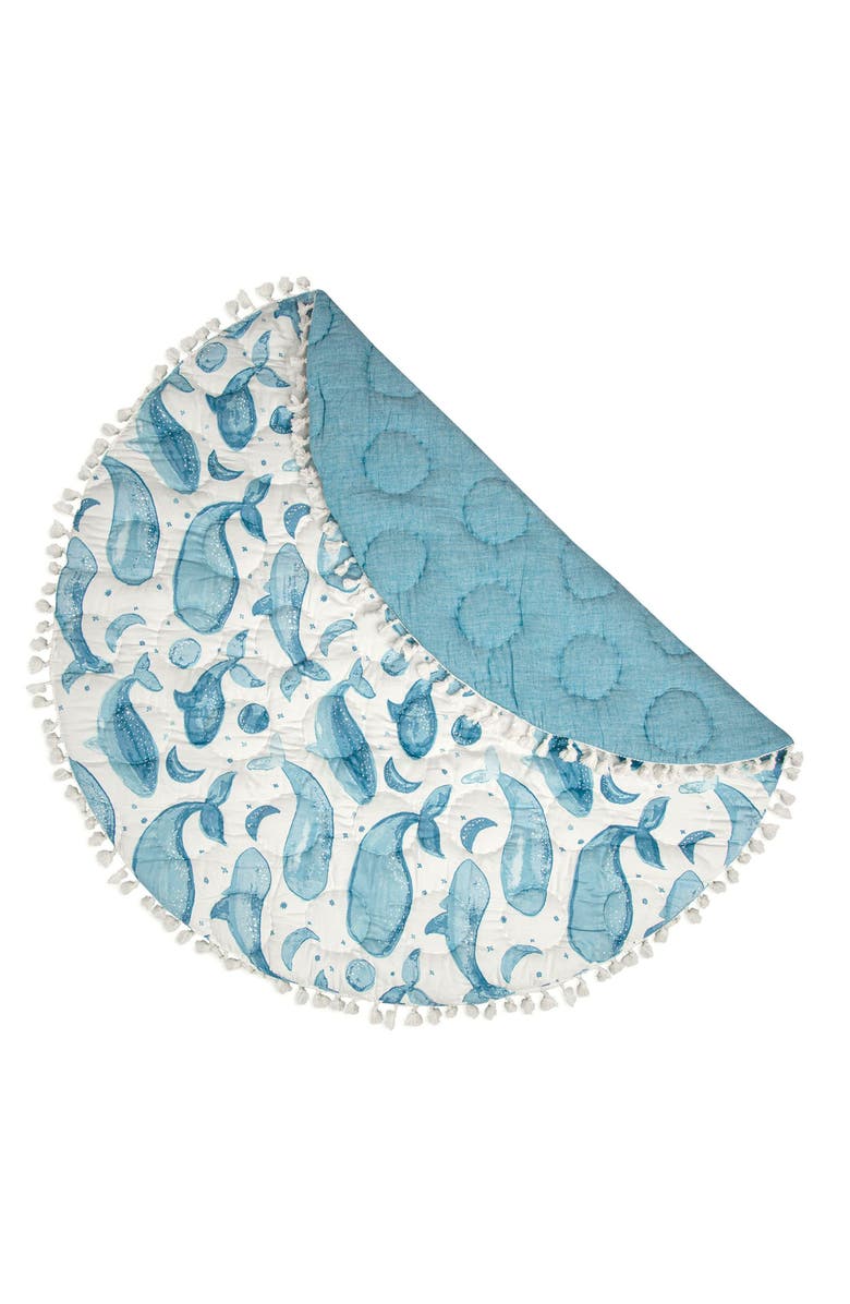 CRANE BABY Quilted Cotton Baby Playmat, Main, color, Blue