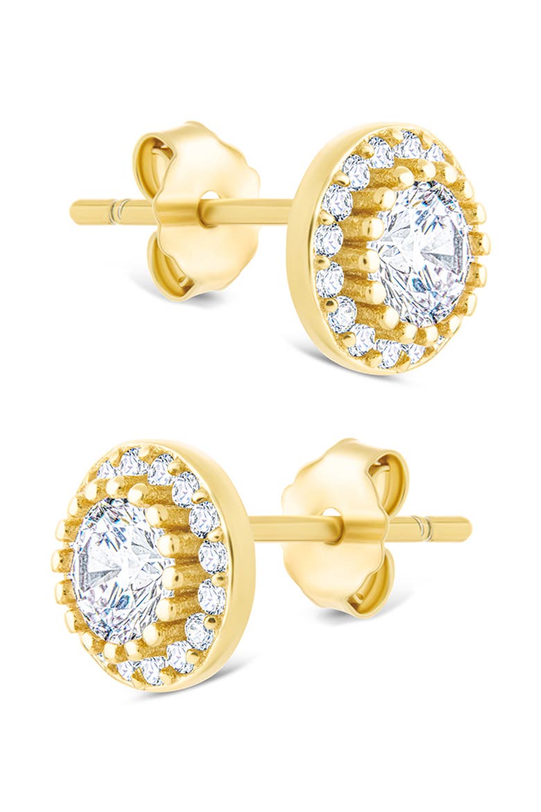Round Cut Cubic Zirconia Stud Earrings, Alternate, color, GOLD
