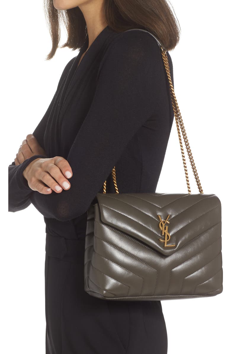 Saint Laurent Small Loulou Chain Leather Shoulder Bag, Alternate, color,