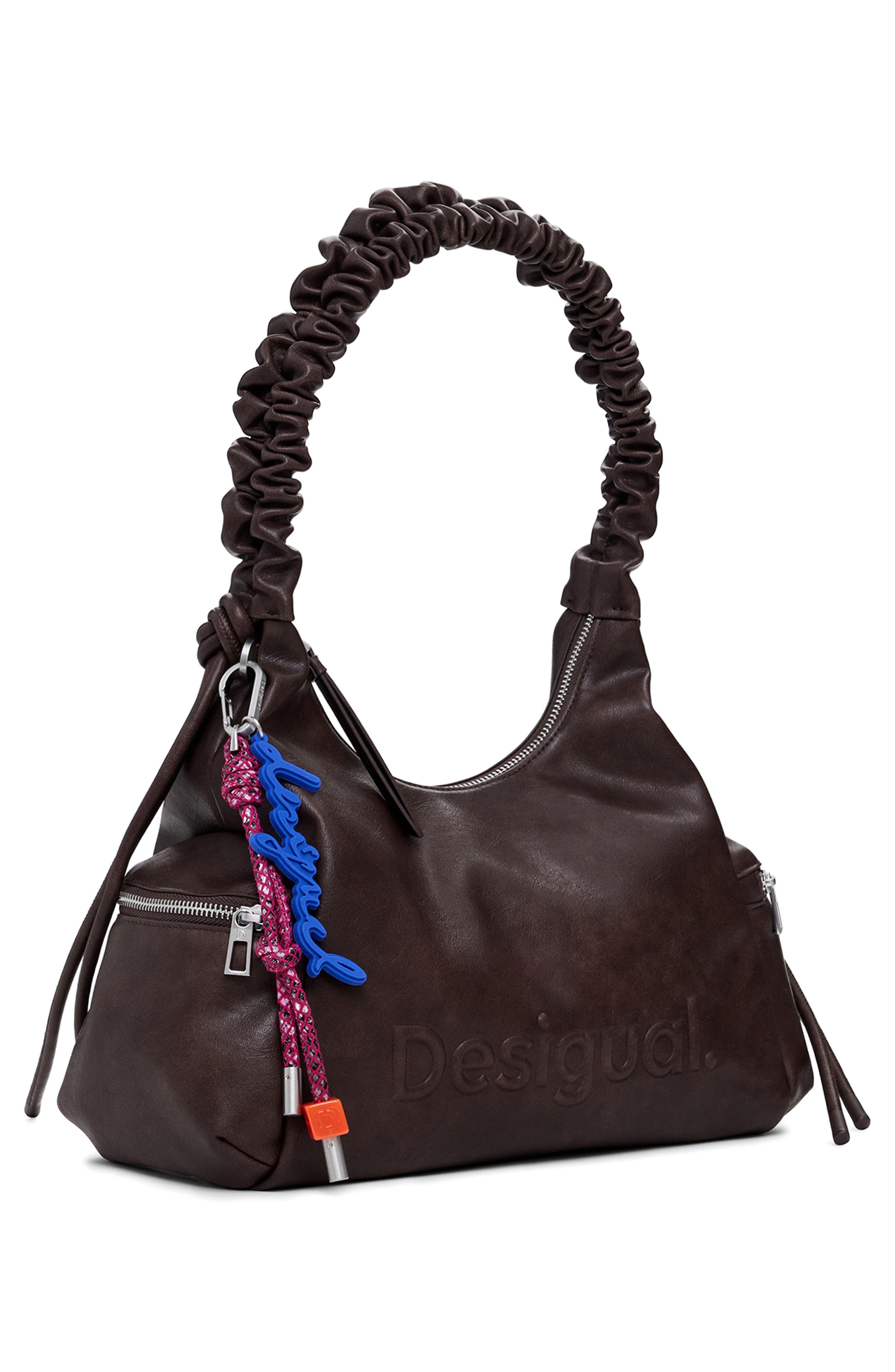 Desigual Faux Leather Shoulder Bag, Alternate, color, Dark Brown