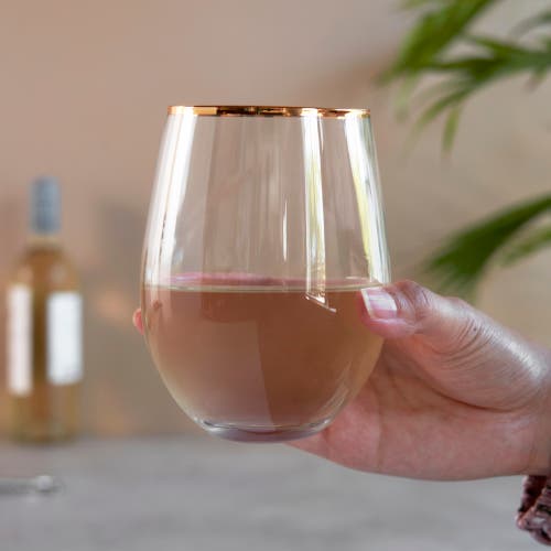 Twine Gilded Stemless Wine Glass Set In Gold