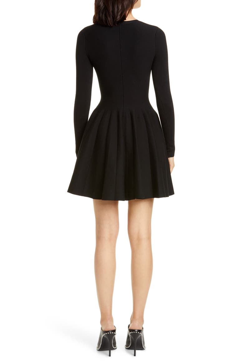 Long Sleeve Fit & Flare Dress, Alternate, color, BLACK