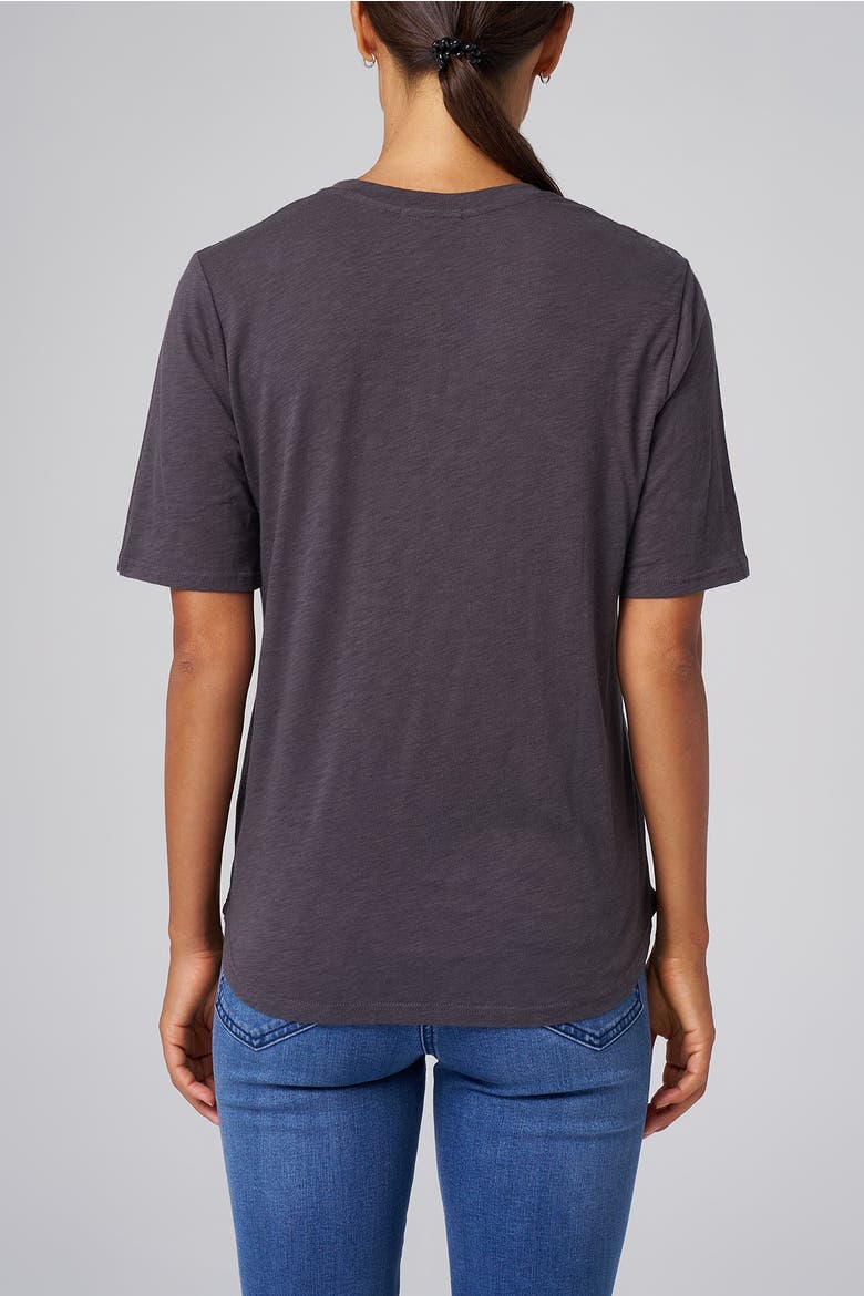 Slub Jersey V-Neck Elbow Sleeve Tee, Alternate, color, Carbon