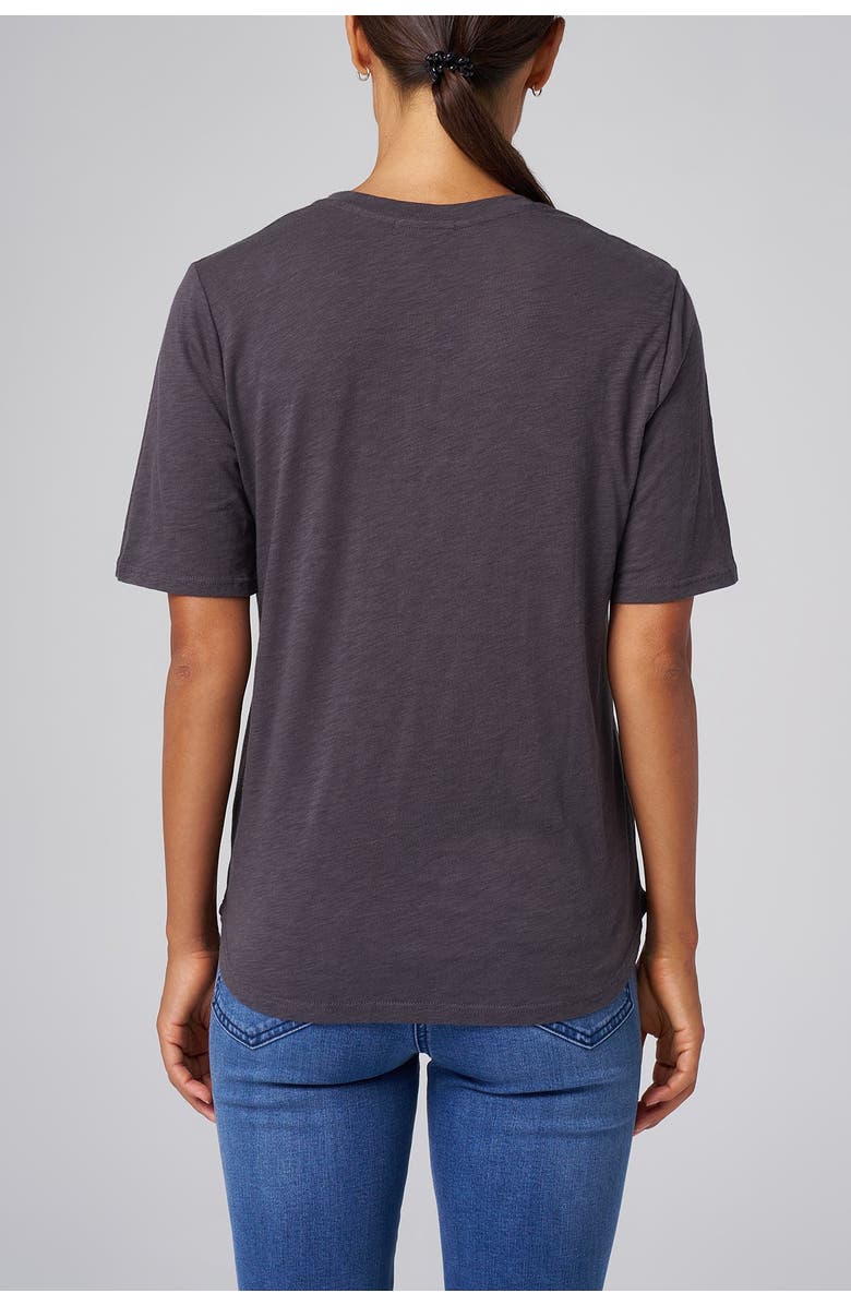 Franne Golde Slub Jersey V-Neck Elbow Sleeve Tee, Alternate, color, Carbon