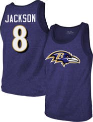 Majestic Threads Men's Majestic Threads Lamar Jackson Purple Baltimore Ravens Tri-Blend Player Name & Number Tank Top