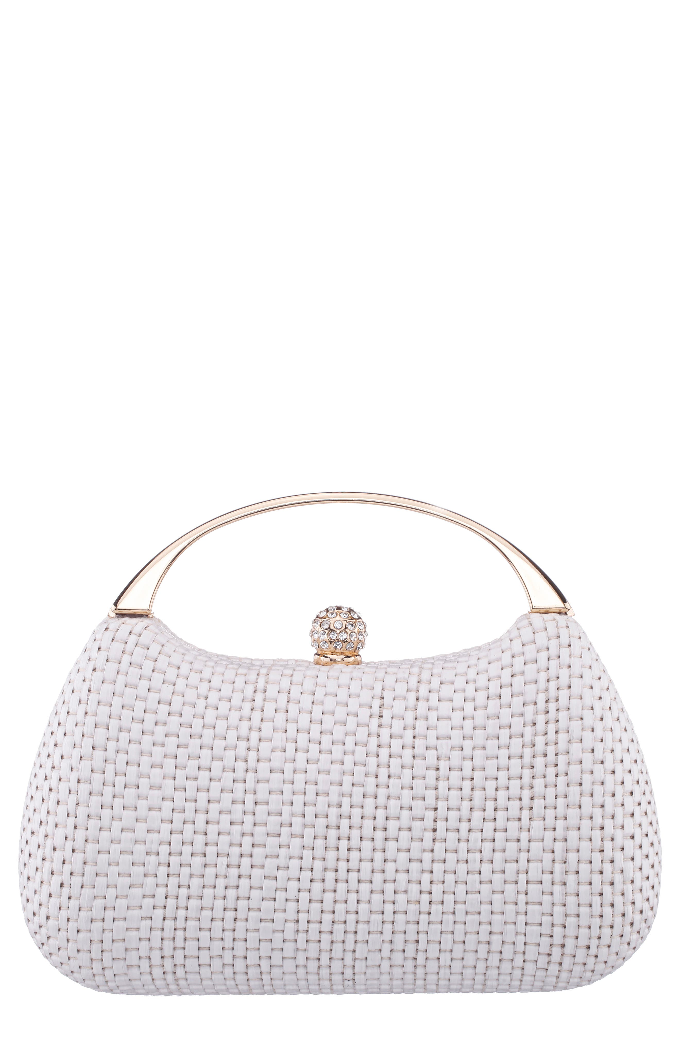 Nina Brando Frame Clutch, Main, color, White