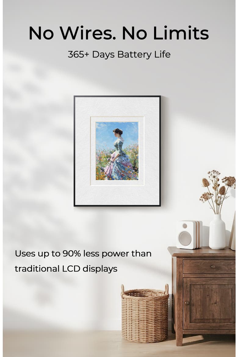 13.3 Inch E-Ink WiFi Digital Wall Art Frame, Alternate, color, Black