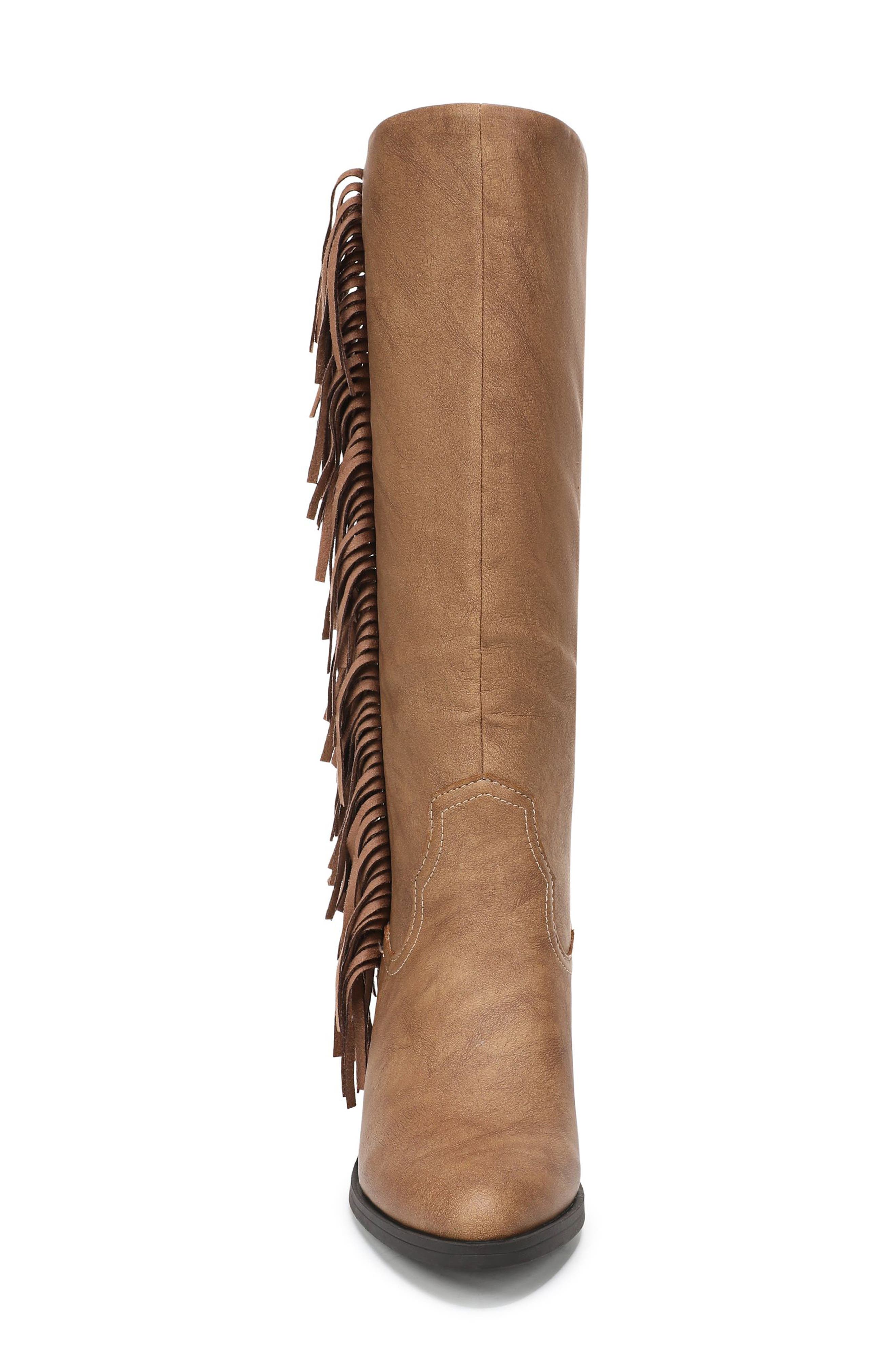 Criss 2 Fringe Knee High Boot, Alternate, color, TAN FAUX NUBUCK