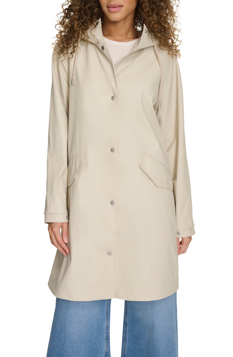 Levi's<sup>®</sup> Water Resistant Hooded Long Rain Jacket, Main, color, Oatmeal