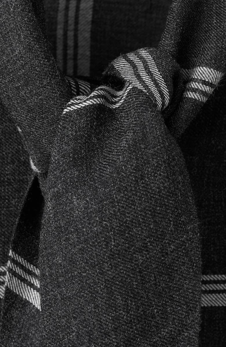 MANGO Candy Windowpane Plaid Tie Neck Button-Up Shirt, Alternate, color, Black