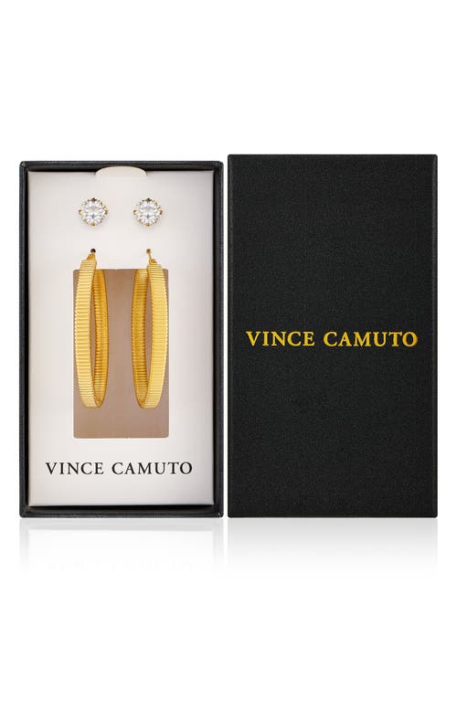 Vince Camuto Set Of 2 Crystal Stud & Hoop Earrings In Gold