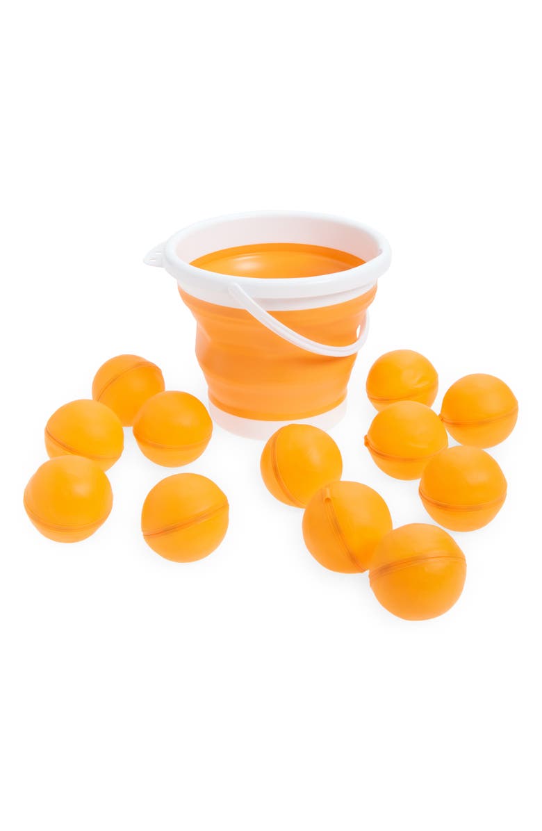 Coconut Outdoor Orange Reusable Water Balloon & Bucket Bundle, Main, color, 