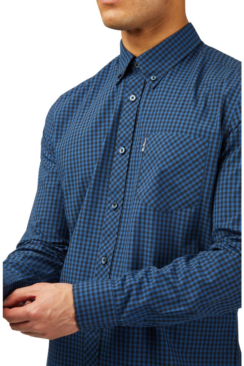 Signature Gingham Organic Cotton Button-Down Shirt, Alternate, color, DARK BLUE