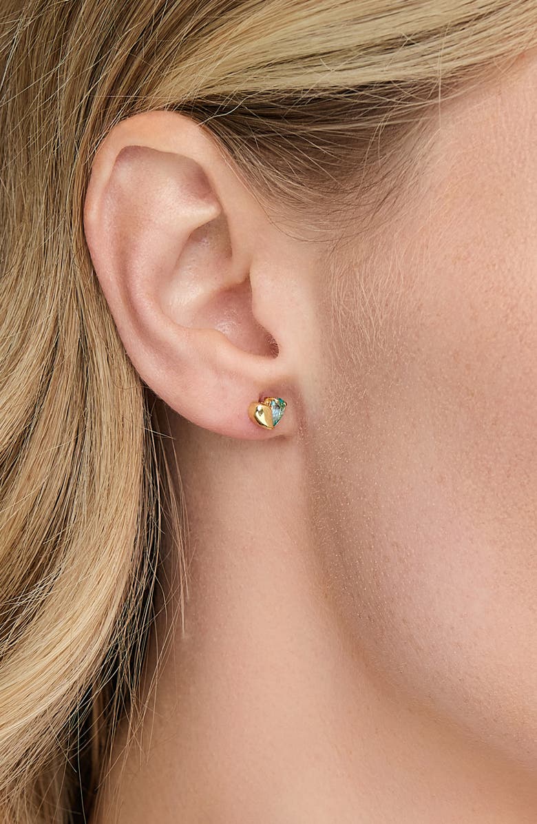 Bony Levy 14K Gold Paraiba Topaz Heart Stud Earrings, Alternate, color, 14K Yellow Gold