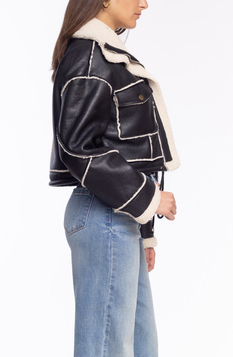 BLANKNYC Bonded Moto Jacket with Faux Shearling Trim, Alternate, color, 