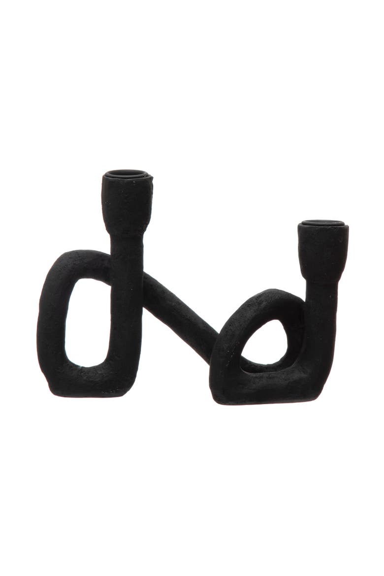 Decorative Resin Double Taper Candle Holder, Black, Main, color, Black
