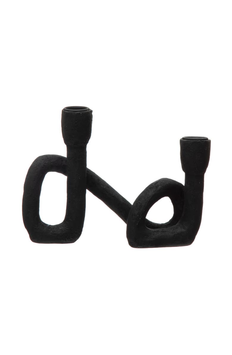 Storied Home Decorative Resin Double Taper Candle Holder, Black, Main, color, Black