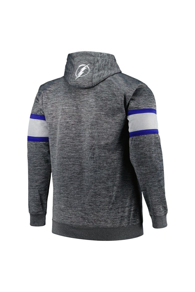 Men's Heather Charcoal Tampa Bay Lightning Big & Tall Stripe Pullover Hoodie, Alternate, color, Heather Charcoal