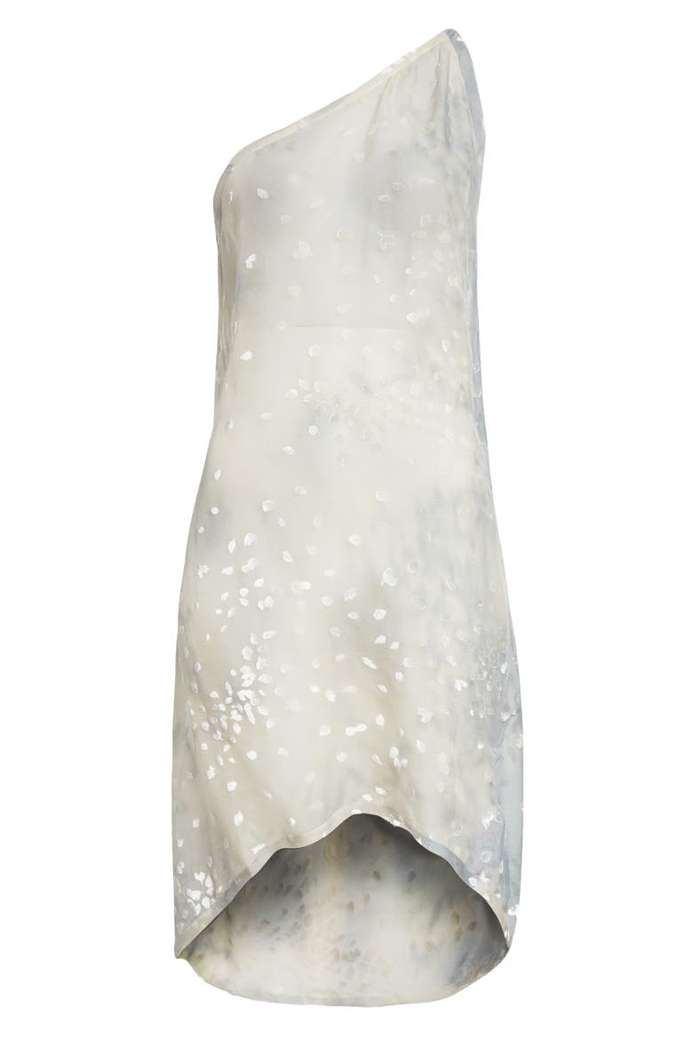Tea Velvet Devoré Asymmetric Sheer Silk Blend Dress, Alternate, color, LIGHT GREY