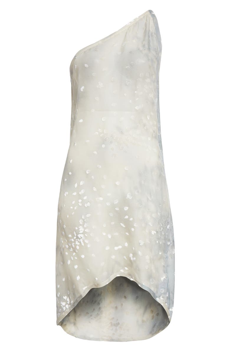 Paloma Wool Tea Velvet Devoré Asymmetric Sheer Silk Blend Dress, Alternate, color, Light Grey