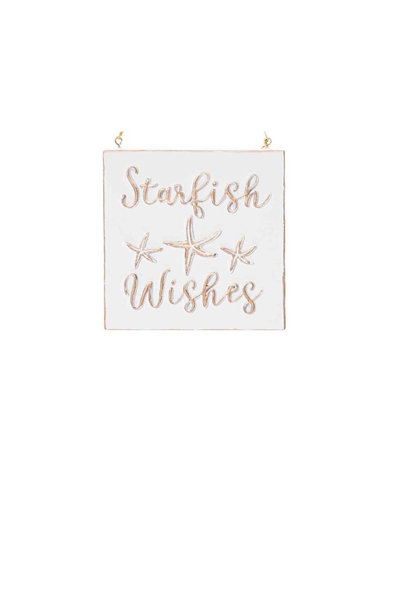 Starfish Wishes Ceramic Coastal Christmas Tree Ornament, Alternate, color, White