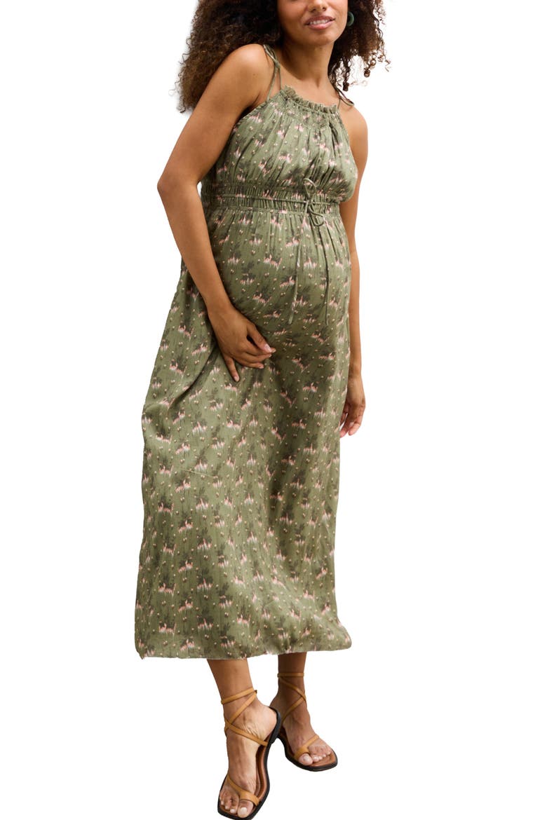 The Audrey Printed Maternity Dress, Main, color, Palm Shadows