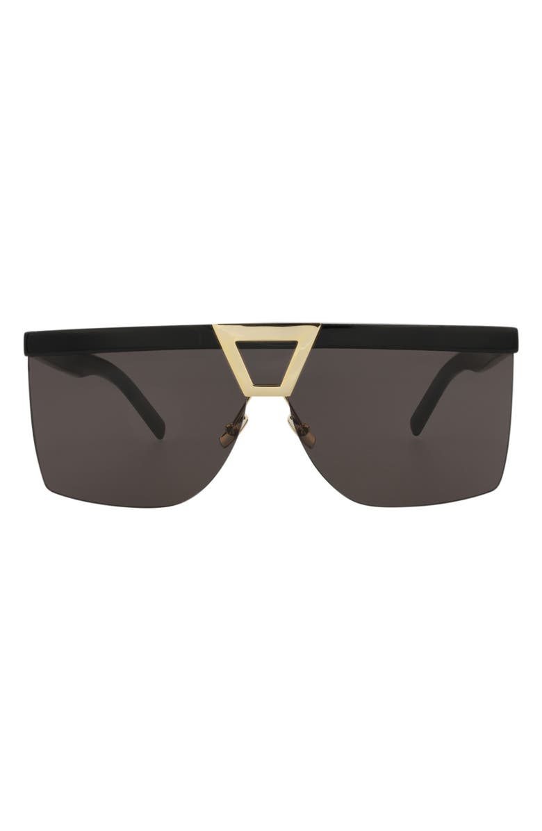 Saint Laurent 99mm Shield Sunglasses, Main, color, Black Black Black