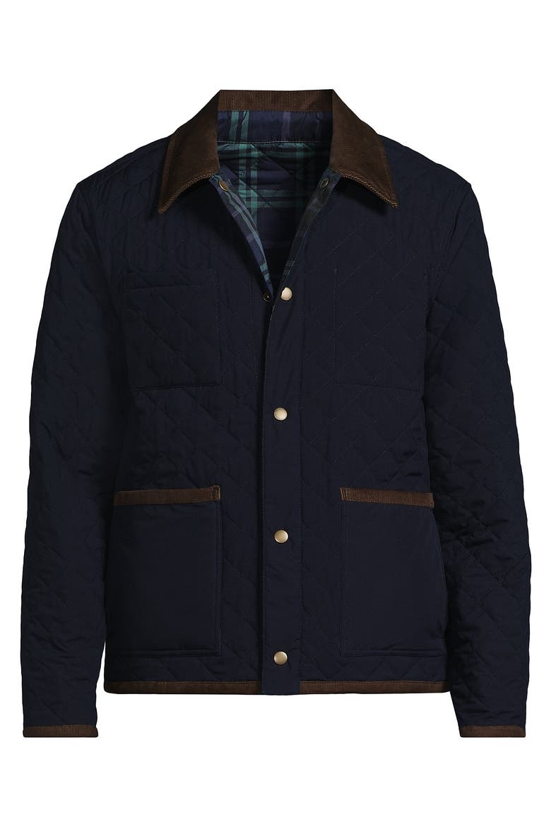 Reversible Insulated Barn Jacket, Alternate, color, Radiant Navy/Navy Plaid