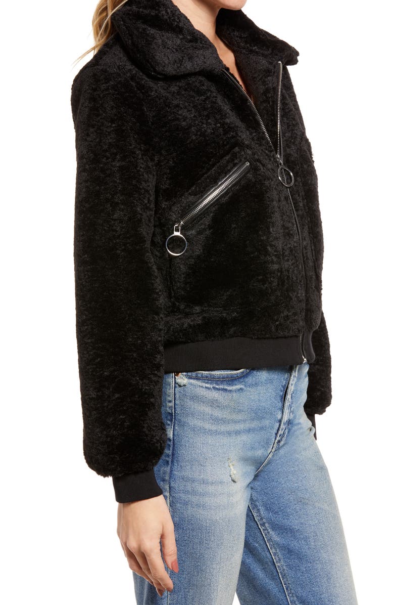 BLANKNYC Faux Shearling Bomber Jacket, Alternate, color, 