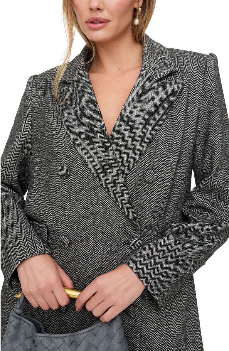 Lily and Lionel London Jakki Tailored Herringbone Print Coat, Alternate, color, Grey