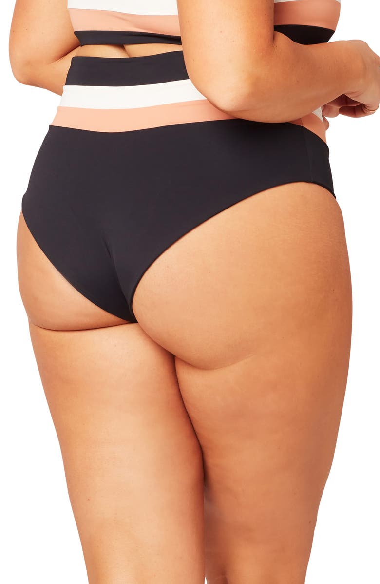 LSPACE L Space Portia Reversible High Waist Stripe Bikini Bottoms, Alternate, color,