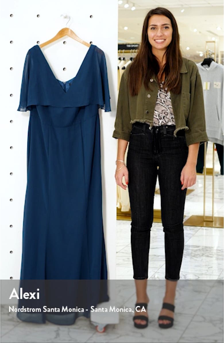 Curve Kelley Chiffon Capelet Gown, sales video thumbnail