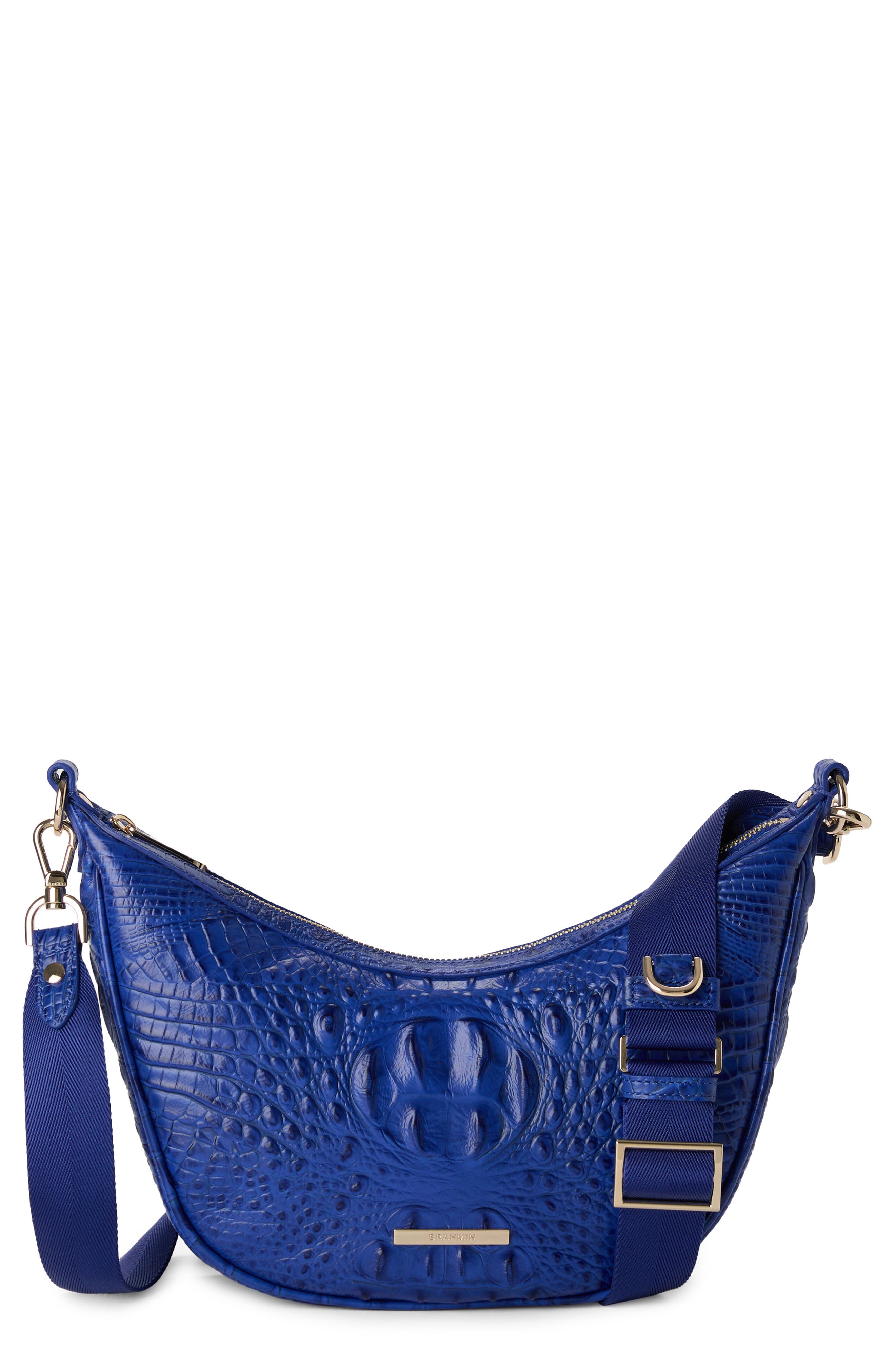 Brahmin Percy Croc Embossed Leather Shoulder Bag, Main, color, 