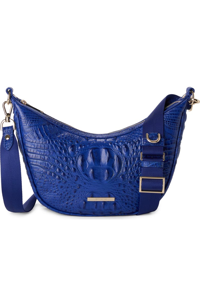 Brahmin Percy Croc Embossed Leather Shoulder Bag, Main, color,