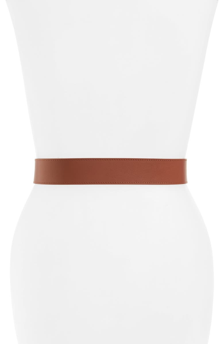 Chloé C Buckle Croc Embossed Trim Leather Belt, Alternate, color, 