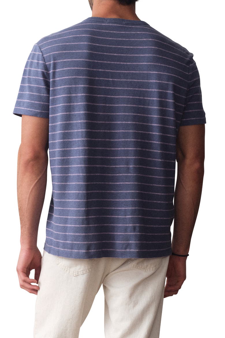 Relaxed Striped Cotton & Hemp T-Shirt, Alternate, color, NAVY/ LAVENDER STRIPE