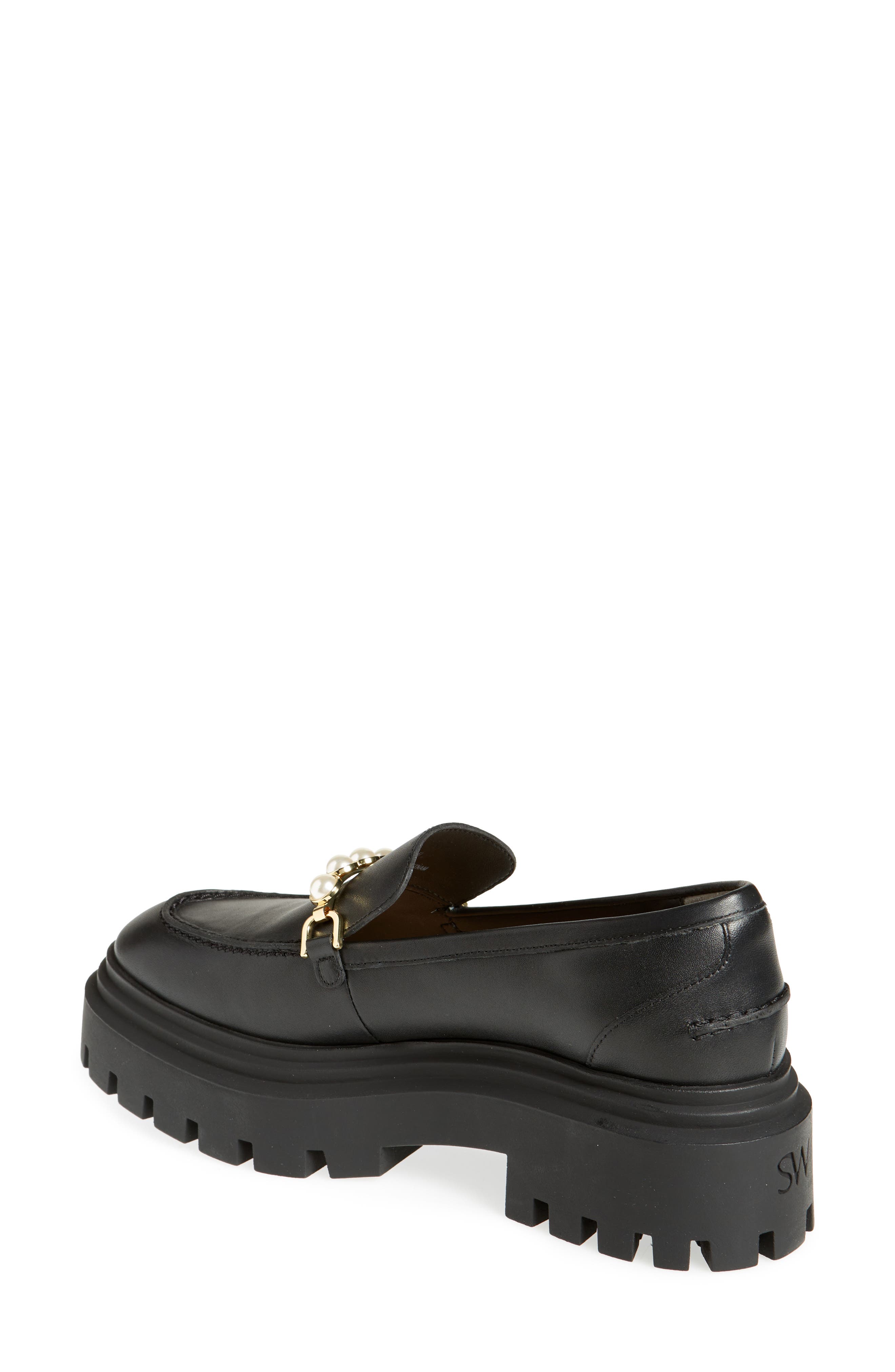 Stuart Weitzman Perla Imitation Pearl Lug Sole Loafer, Alternate, color, 