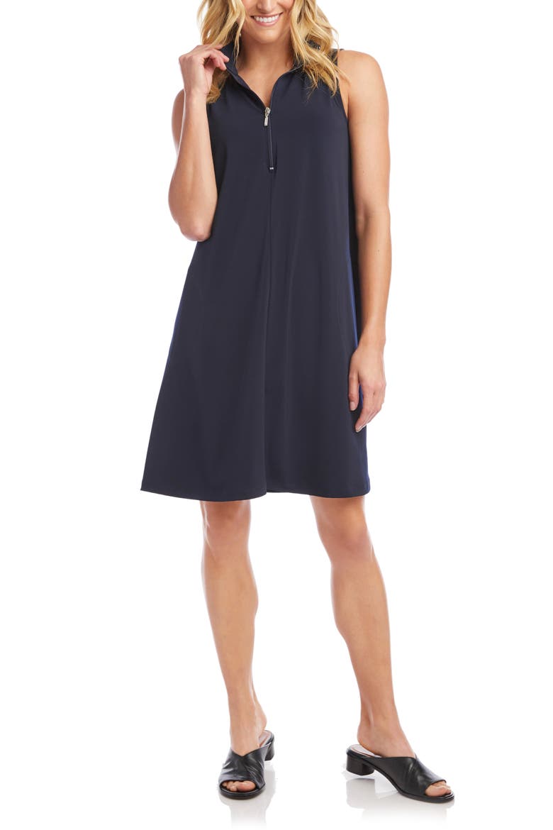Travel Jersey Half Zip Shift Dress, Main, color, NAVY