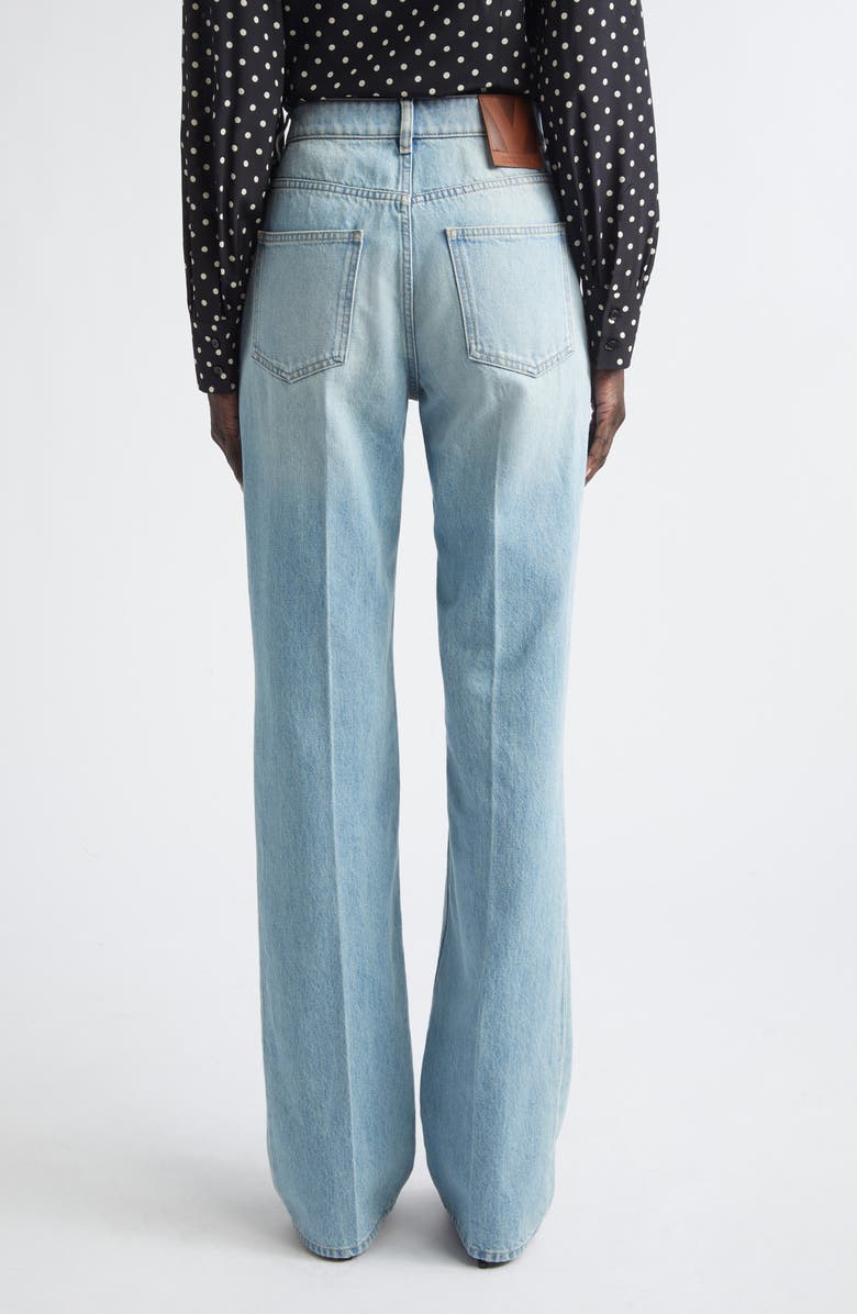 Valentino High Waist Denim Straight Leg Jeans, Alternate, color, Denim