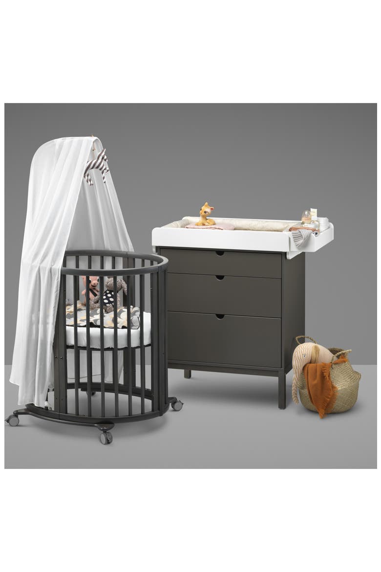 Sleepi Mini Crib, Drape Rod & Mattress Bundle, Alternate, color, HAZY GREY