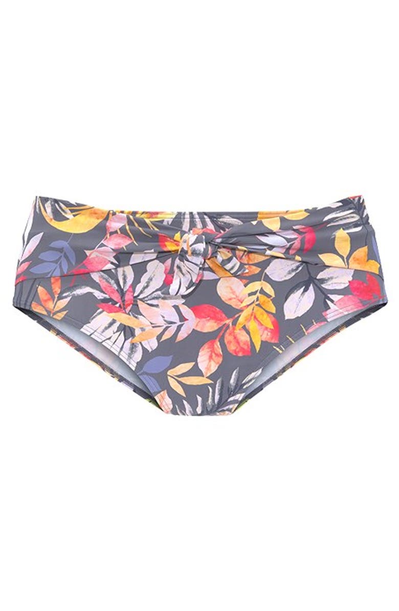 LASCANA High Waist Floral Bikini Bottom, Alternate, color, Grey Printed