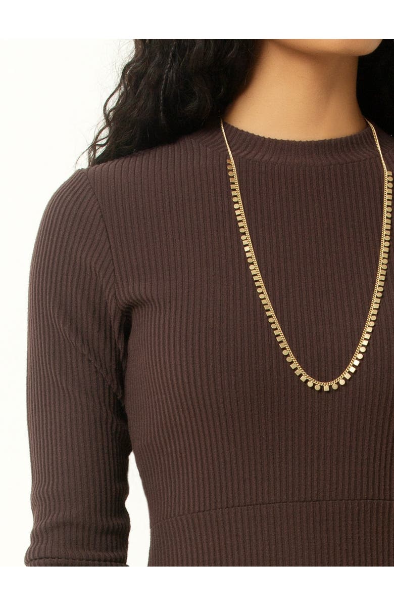 Single Stitch Ribbed Midi Dress, Alternate, color, Mahogany