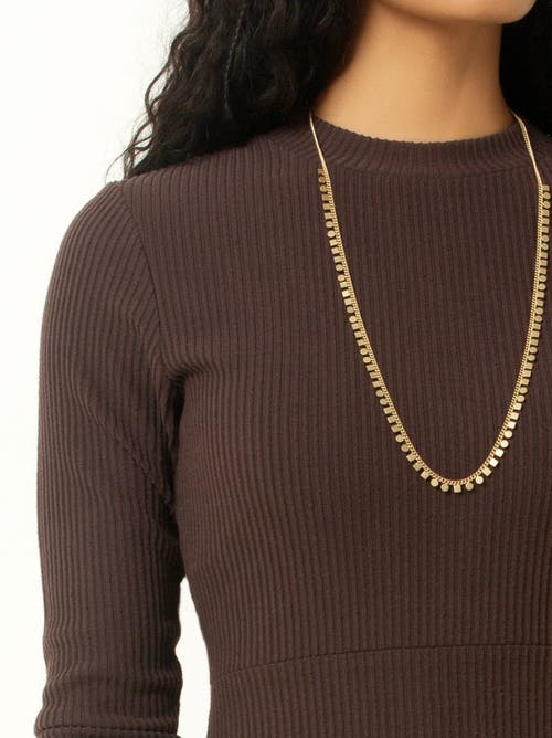 Single Stitch Ribbed Midi Dress In Brown